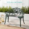 imageBest Choice Products Outdoor Bench Steel Garden Patio Porch Loveseat Furniture for Lawn Park Deck Seating wFloral Rose Accent Antique Finish  WhiteGreenBlack