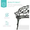 imageBest Choice Products Outdoor Bench Steel Garden Patio Porch Loveseat Furniture for Lawn Park Deck Seating wFloral Rose Accent Antique Finish  WhiteGreenBlack