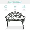 imageBest Choice Products Outdoor Bench Steel Garden Patio Porch Loveseat Furniture for Lawn Park Deck Seating wFloral Rose Accent Antique Finish  WhiteGreenBlack