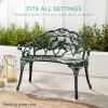 imageBest Choice Products Outdoor Bench Steel Garden Patio Porch Loveseat Furniture for Lawn Park Deck Seating wFloral Rose Accent Antique Finish  WhiteWhite