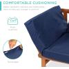 imageBest Choice Products Outdoor Convertible Acacia Wood Futon Sofa Furniture for Patio Balcony Poolside Backyard wPullout Tray Removable WeatherResistant Cushion ampamp 4 Pillows  Navy BlueNavy