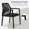 imageBest Choice Products Outdoor Dining Arm Chair Set of 2 Aluminum Frame with Armrest AllWeather Woven Rope Chair Design  CharcoalGraphiteBlackObsidian