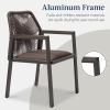 imageBest Choice Products Outdoor Dining Arm Chair Set of 2 Aluminum Frame with Armrest AllWeather Woven Rope Chair Design  CharcoalGraphiteBrownMocha