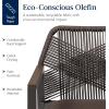 imageBest Choice Products Outdoor Dining Arm Chair Set of 2 Aluminum Frame with Armrest AllWeather Woven Rope Chair Design  CharcoalGraphiteBrownMocha