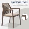 imageBest Choice Products Outdoor Dining Arm Chair Set of 2 Aluminum Frame with Armrest AllWeather Woven Rope Chair Design  CharcoalGraphiteTaupeSandstorm