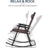 imageBest Choice Products Outdoor Folding Rocking Chair Zero Gravity Lounge Chair Patio Rocker wHeadrest Pillow  Cobalt BlueBrown