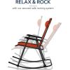 imageBest Choice Products Outdoor Folding Rocking Chair Zero Gravity Lounge Chair Patio Rocker wHeadrest Pillow  Cobalt BlueBurnt Orange
