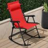 imageBest Choice Products Outdoor Folding Rocking Chair Zero Gravity Lounge Chair Patio Rocker wHeadrest Pillow  Cobalt BlueCrimson Red