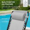 imageBest Choice Products Outdoor Folding Rocking Chair Zero Gravity Lounge Chair Patio Rocker wHeadrest Pillow  Cobalt BlueIce Gray