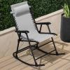 imageBest Choice Products Outdoor Folding Rocking Chair Zero Gravity Lounge Chair Patio Rocker wHeadrest Pillow  Cobalt BlueIce Gray