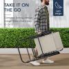 imageBest Choice Products Outdoor Folding Rocking Chair Zero Gravity Lounge Chair Patio Rocker wHeadrest Pillow  Cobalt BlueIvory