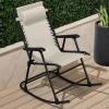 imageBest Choice Products Outdoor Folding Rocking Chair Zero Gravity Lounge Chair Patio Rocker wHeadrest Pillow  Cobalt BlueIvory