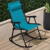 imageBest Choice Products Outdoor Folding Rocking Chair Zero Gravity Lounge Chair Patio Rocker wHeadrest Pillow  Cobalt BluePeacock Blue