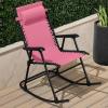 imageBest Choice Products Outdoor Folding Rocking Chair Zero Gravity Lounge Chair Patio Rocker wHeadrest Pillow  Cobalt BluePink