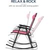 imageBest Choice Products Outdoor Folding Rocking Chair Zero Gravity Lounge Chair Patio Rocker wHeadrest Pillow  Cobalt BluePink