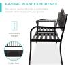 imageBest Choice Products Outdoor Garden Bench with Pullout Middle Table Double Seat Steel Metal for Patio Porch Backyard wWeather Resistant Frame 600lb Weight Capacity  Black