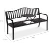 imageBest Choice Products Outdoor Garden Bench with Pullout Middle Table Double Seat Steel Metal for Patio Porch Backyard wWeather Resistant Frame 600lb Weight Capacity  Black