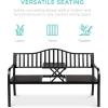 imageBest Choice Products Outdoor Garden Bench with Pullout Middle Table Double Seat Steel Metal for Patio Porch Backyard wWeather Resistant Frame 600lb Weight Capacity  Black