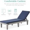 imageBest Choice Products Outdoor Lounge Chair Resin Patio Chaise Lounger for Poolside Backyard Porch wSeat Cushion Adjustable Backrest 5 Positions 330lb Capacity  GrayNavyGrayNavy
