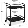 imageBest Choice Products Outdoor Mobile Patio Bar Cart Home Bar Serving Cart BBQ Side Table w 2 Tier Storage Wine Rack Lockable Wheels  PeacockBlack