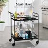 imageBest Choice Products Outdoor Mobile Patio Bar Cart Home Bar Serving Cart BBQ Side Table w 2 Tier Storage Wine Rack Lockable Wheels  PeacockBlack