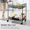 imageBest Choice Products Outdoor Mobile Patio Bar Cart Home Bar Serving Cart BBQ Side Table w 2 Tier Storage Wine Rack Lockable Wheels  PeacockBlack