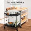 imageBest Choice Products Outdoor Mobile Patio Bar Cart Home Bar Serving Cart BBQ Side Table w 2 Tier Storage Wine Rack Lockable Wheels  PeacockBlack
