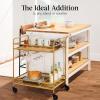 imageBest Choice Products Outdoor Mobile Patio Bar Cart Home Bar Serving Cart BBQ Side Table w 2 Tier Storage Wine Rack Lockable Wheels  PeacockGold