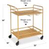 imageBest Choice Products Outdoor Mobile Patio Bar Cart Home Bar Serving Cart BBQ Side Table w 2 Tier Storage Wine Rack Lockable Wheels  PeacockGold