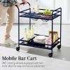 imageBest Choice Products Outdoor Mobile Patio Bar Cart Home Bar Serving Cart BBQ Side Table w 2 Tier Storage Wine Rack Lockable Wheels  PeacockNavy