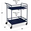 imageBest Choice Products Outdoor Mobile Patio Bar Cart Home Bar Serving Cart BBQ Side Table w 2 Tier Storage Wine Rack Lockable Wheels  PeacockNavy