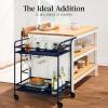 imageBest Choice Products Outdoor Mobile Patio Bar Cart Home Bar Serving Cart BBQ Side Table w 2 Tier Storage Wine Rack Lockable Wheels  PeacockNavy