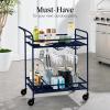 imageBest Choice Products Outdoor Mobile Patio Bar Cart Home Bar Serving Cart BBQ Side Table w 2 Tier Storage Wine Rack Lockable Wheels  PeacockNavy