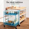 imageBest Choice Products Outdoor Mobile Patio Bar Cart Home Bar Serving Cart BBQ Side Table w 2 Tier Storage Wine Rack Lockable Wheels  PeacockPeacock