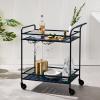 imageBest Choice Products Outdoor Mobile Patio Bar Cart Home Bar Serving Cart BBQ Side Table w 2 Tier Storage Wine Rack Lockable Wheels  PeacockPeacock