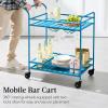 imageBest Choice Products Outdoor Mobile Patio Bar Cart Home Bar Serving Cart BBQ Side Table w 2 Tier Storage Wine Rack Lockable Wheels  PeacockPeacock