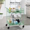 imageBest Choice Products Outdoor Mobile Patio Bar Cart Home Bar Serving Cart BBQ Side Table w 2 Tier Storage Wine Rack Lockable Wheels  PeacockSage