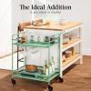 imageBest Choice Products Outdoor Mobile Patio Bar Cart Home Bar Serving Cart BBQ Side Table w 2 Tier Storage Wine Rack Lockable Wheels  PeacockSage