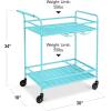 imageBest Choice Products Outdoor Mobile Patio Bar Cart Home Bar Serving Cart BBQ Side Table w 2 Tier Storage Wine Rack Lockable Wheels  PeacockTeal