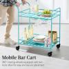 imageBest Choice Products Outdoor Mobile Patio Bar Cart Home Bar Serving Cart BBQ Side Table w 2 Tier Storage Wine Rack Lockable Wheels  PeacockTeal