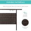 imageBest Choice Products Outdoor Patio Wicker Bar Counter Table Backyard Furniture w 2 Steel Shelves and 2 Sets of Rails  GrayBrown