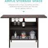imageBest Choice Products Outdoor Patio Wicker Bar Counter Table Backyard Furniture w 2 Steel Shelves and 2 Sets of Rails  GrayBrown