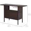 imageBest Choice Products Outdoor Patio Wicker Bar Counter Table Backyard Furniture w 2 Steel Shelves and 2 Sets of Rails  GrayBrown
