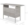 imageBest Choice Products Outdoor Patio Wicker Bar Counter Table Backyard Furniture w 2 Steel Shelves and 2 Sets of Rails  GrayGrey