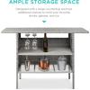 imageBest Choice Products Outdoor Patio Wicker Bar Counter Table Backyard Furniture w 2 Steel Shelves and 2 Sets of Rails  GrayGrey