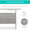imageBest Choice Products Outdoor Patio Wicker Bar Counter Table Backyard Furniture w 2 Steel Shelves and 2 Sets of Rails  GrayGrey