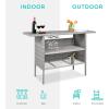 imageBest Choice Products Outdoor Patio Wicker Bar Counter Table Backyard Furniture w 2 Steel Shelves and 2 Sets of Rails  GrayGrey