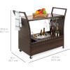 imageBest Choice Products Outdoor Rolling Wicker Bar Cart wRemovable Ice Bucket Glass Countertop Wine Glass Holders Storage Compartments  Brown