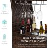 imageBest Choice Products Outdoor Rolling Wicker Bar Cart wRemovable Ice Bucket Glass Countertop Wine Glass Holders Storage Compartments  Brown