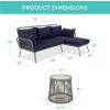 imageBest Choice Products Outdoor Rope Woven Sectional Patio Furniture LShaped Conversation Sofa Set for Backyard Porch wThick Cushions Detachable Lounger Side Table  BlackGrayNavy